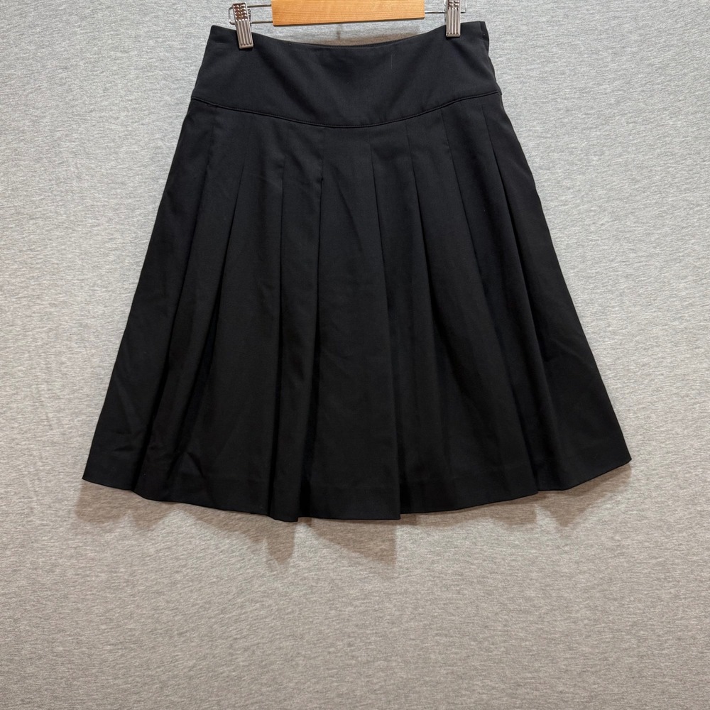 H&M Pleated A-Line Skirt Womens 4 Black Knee Length Workwear Preppy School